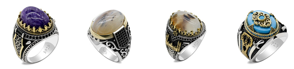 Silver 925 Rings With Semi-precious stones For Men-VENUSACC Silver 925 Rings With Semi-precious stones For Men-VENUSACC