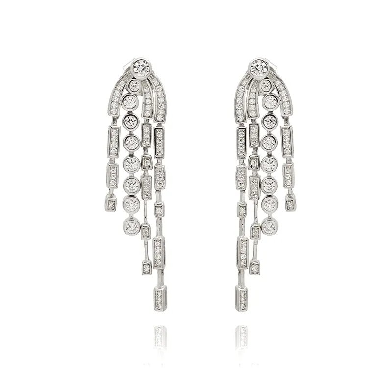 925 Sterling Sliver Earring Sparkling CZ Rhodium Plated