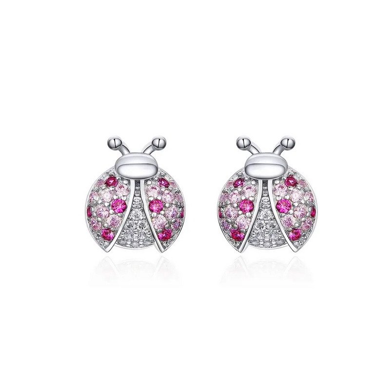 Lovely Animal Insect 925 Silver CZ Stones Stud Earrings Rhodium Plated - Image 4