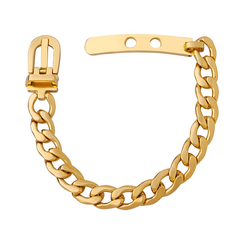 Thick Chain Buckle Stainless Steel Bracelet