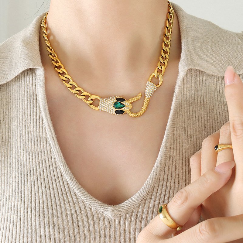 Diamond Snake Stainless Steel Necklace - Image 4