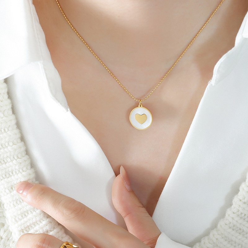 Star Heart Butterlfy Round Shell Collars Stainless Steel Pendant - Image 2