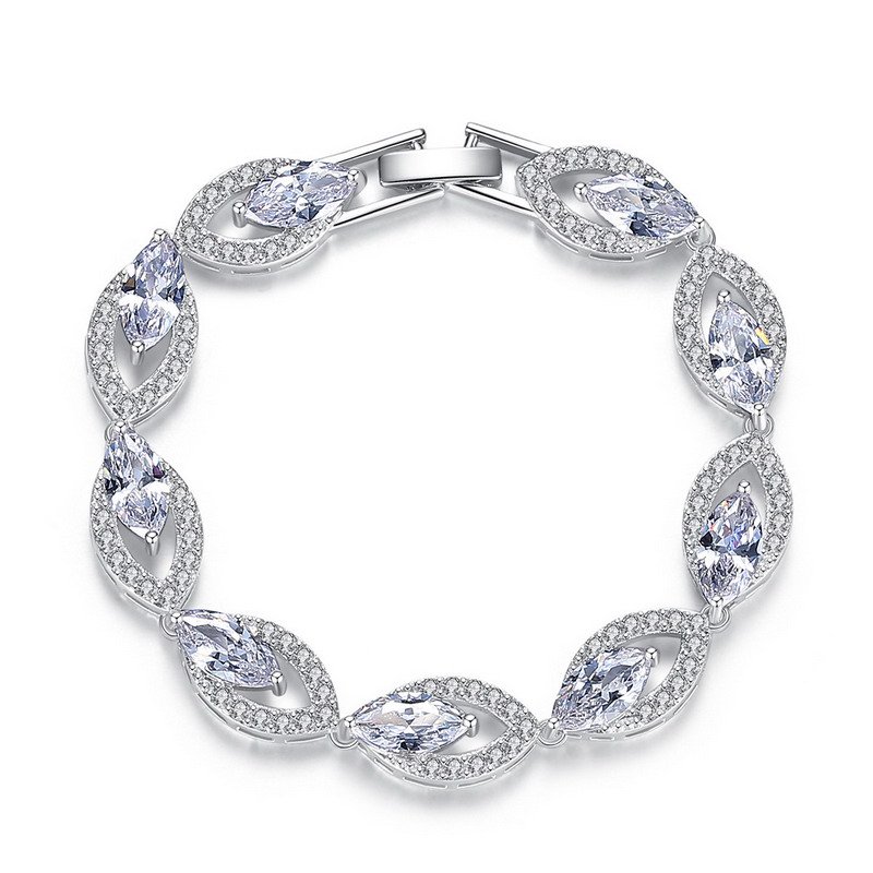 VENUSACC Zirconia Rhodium Plated Brass Bracelet