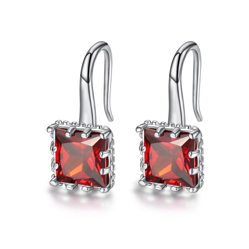 Zirconia Rhodium Plated Square Brass Earrings - Image 3