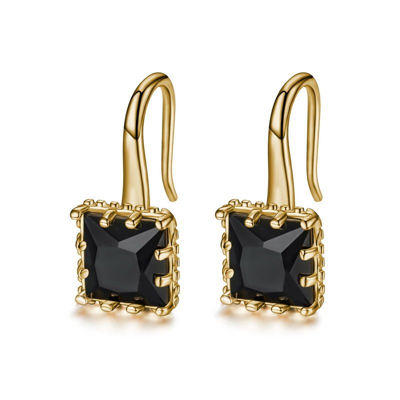 Zirconia Rhodium Plated Square Brass Earrings - Image 4
