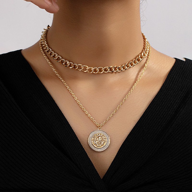 Venusacc Coin Chain Double Layer Necklace-VENUSACC Venusacc Coin Chain Double Layer Necklace-VENUSACC