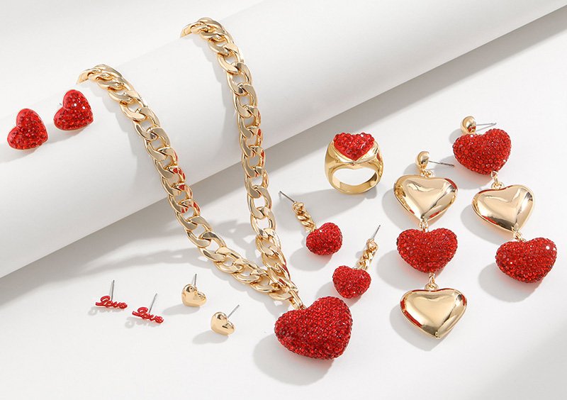 Red Heart Shape Jewelry Set