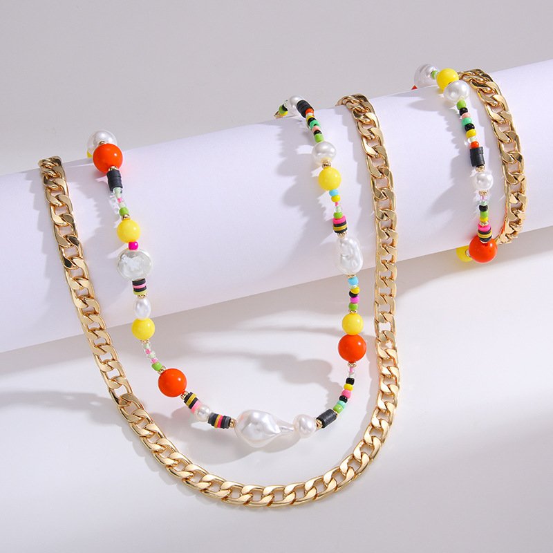 Abel Daisy Faux Pearl Beaded Collar Jewelry Set