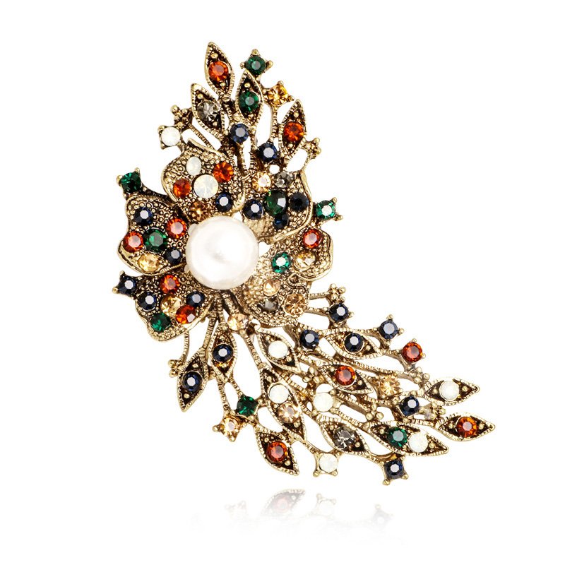 Fashion Brooch Multicolor Rhinestone Flower - Image 2