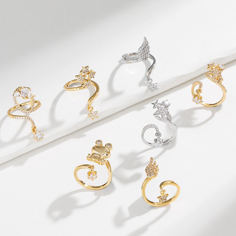 Women Nail Ring Copper Inlaid Zircon Manicure