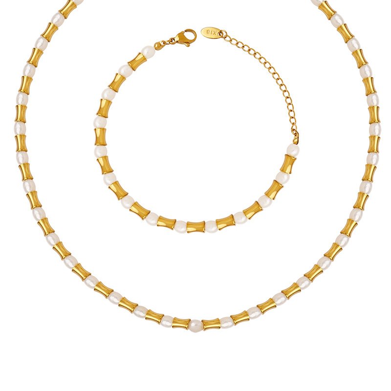 Chinese Ethnic Style Bamboo Chain Necklace Jewelry Set