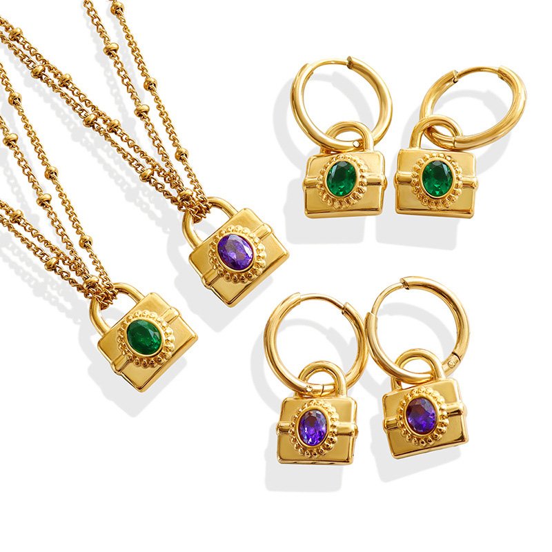 Exquisite Stainless Steel Lock Pendant Jewelry Set