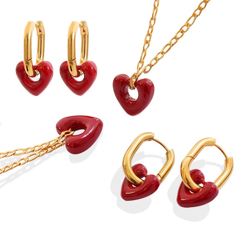 Venusacc Heart Drop Earrings Jewelry Set