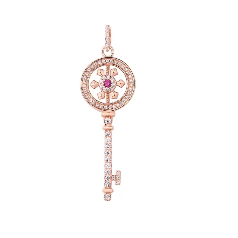 Zirconia CZ Key Sterling Silver Pendant
