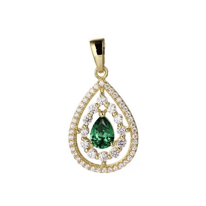 Pear Shape Emerald and Diamond Pendant