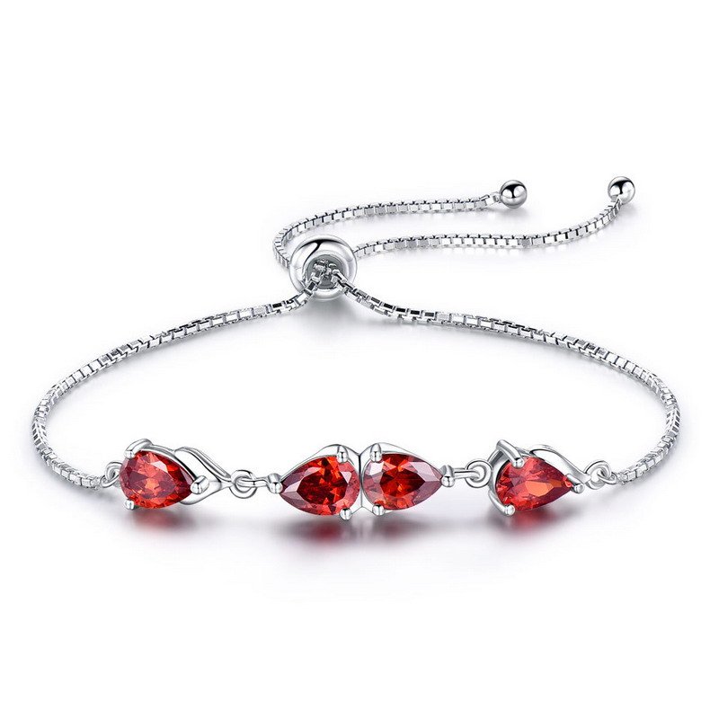 Red Ribbon Zirconia CZ Sterling Silver Bracelet